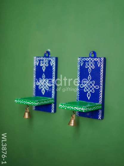 Wooden Handpainted Wall Hanging Diya Stand