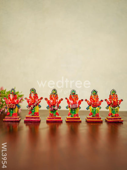 Wooden Musical Ganesha - Set of 6