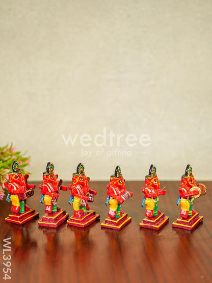 Wooden Musical Ganesha - Set of 6