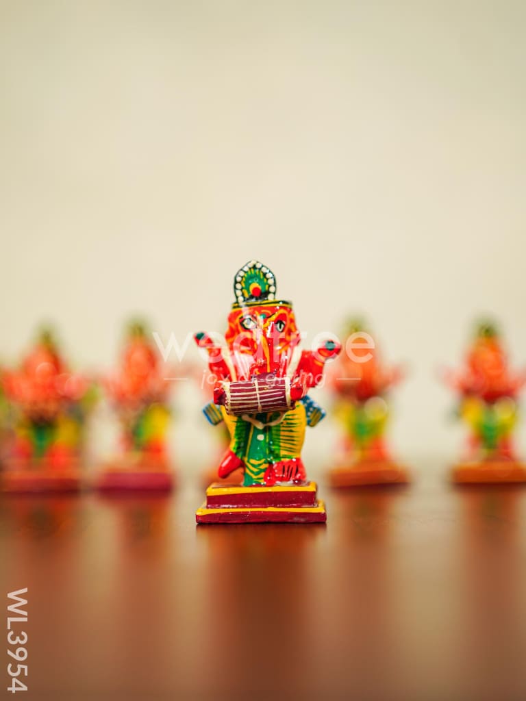 Wooden Musical Ganesha - Set of 6