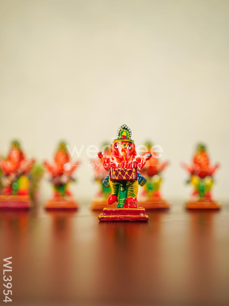 Wooden Musical Ganesha - Set of 6