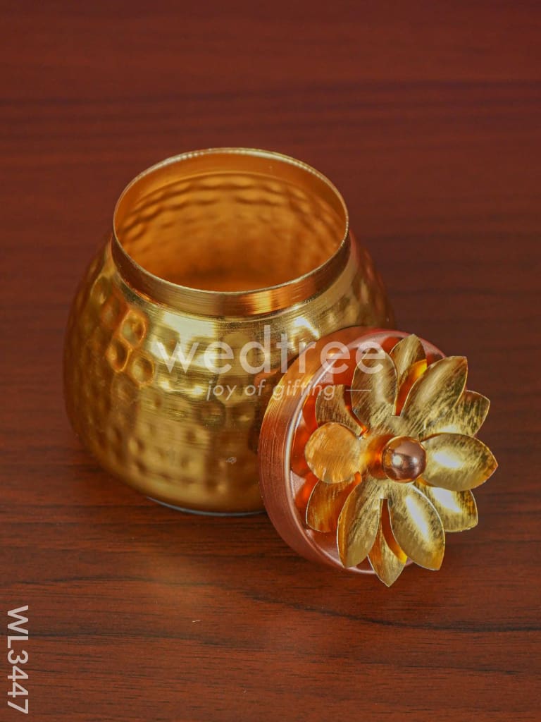 Wooden Plate with 3 Brass Dry Fruit Box