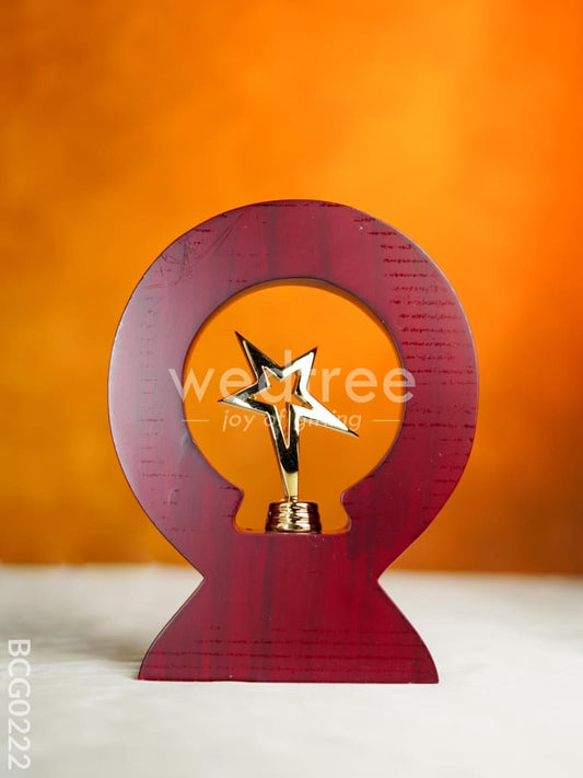 Wooden Round Trophy with Star - 8 inch - BCG0222