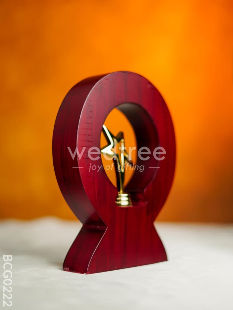 Wooden Round Trophy with Star - 8 inch