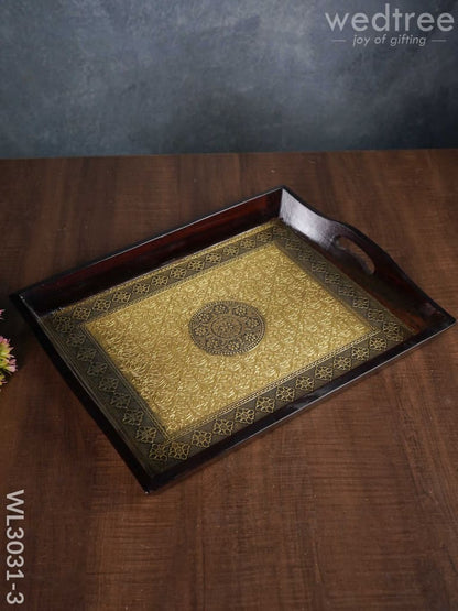 Wooden Tray with Brass Fitting