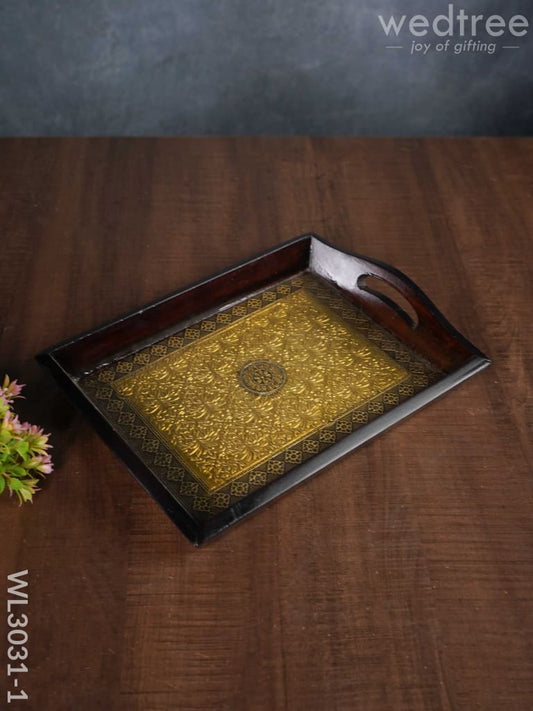 Wooden Tray with Brass Fitting