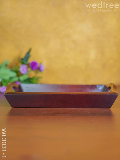 Wooden Tray with Brass Fitting