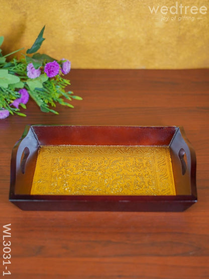 Wooden Tray with Brass Fitting