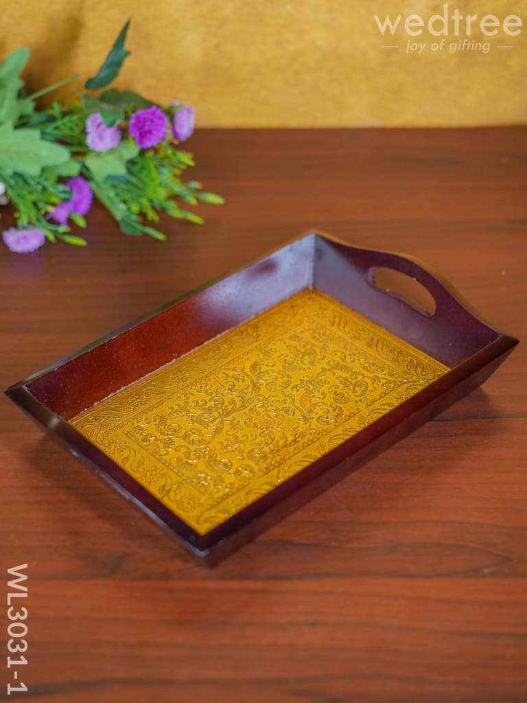 Wooden Tray with Brass Fitting