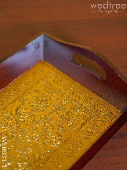 Wooden Tray with Brass Fitting