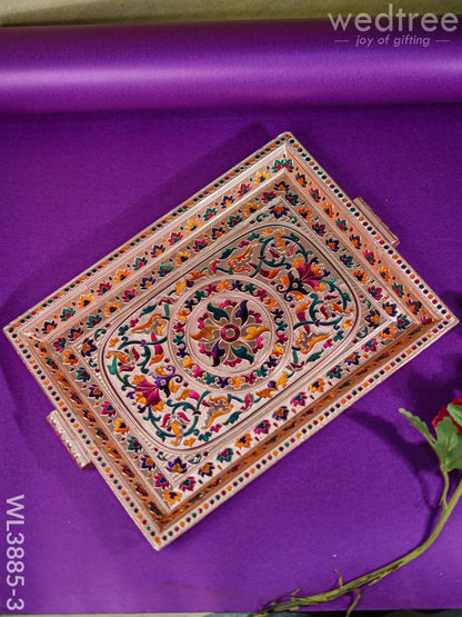 Wooden Tray with Meenakari Design