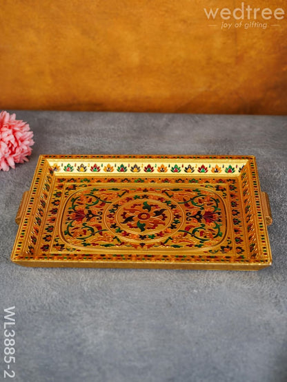 Wooden Tray with Meenakari Design