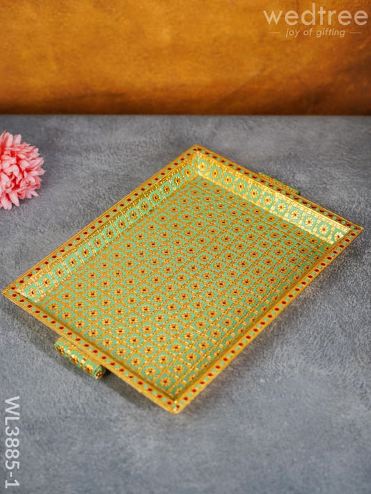 Wooden Tray with Meenakari Design