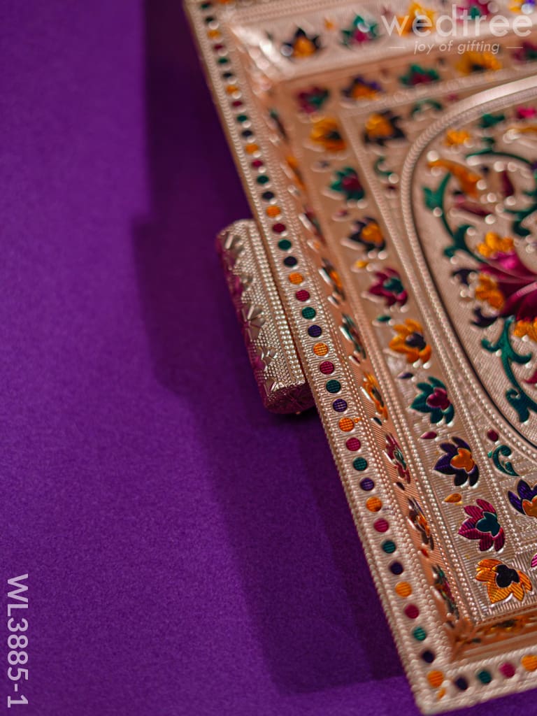 Wooden Tray with Meenakari Design