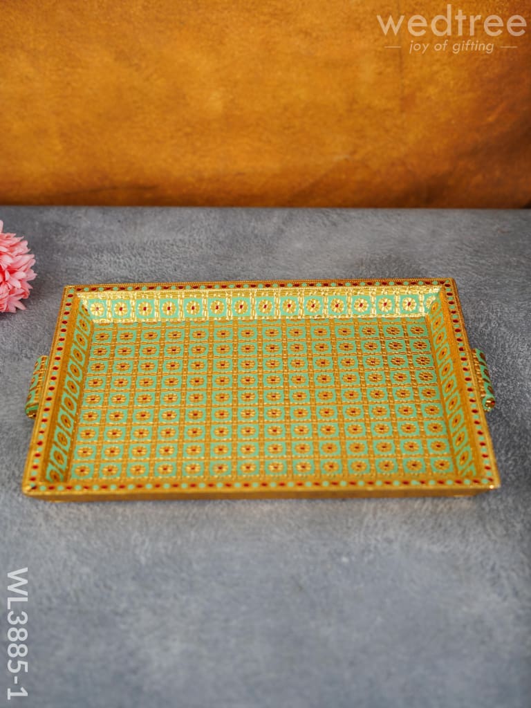 Wooden Tray with Meenakari Design