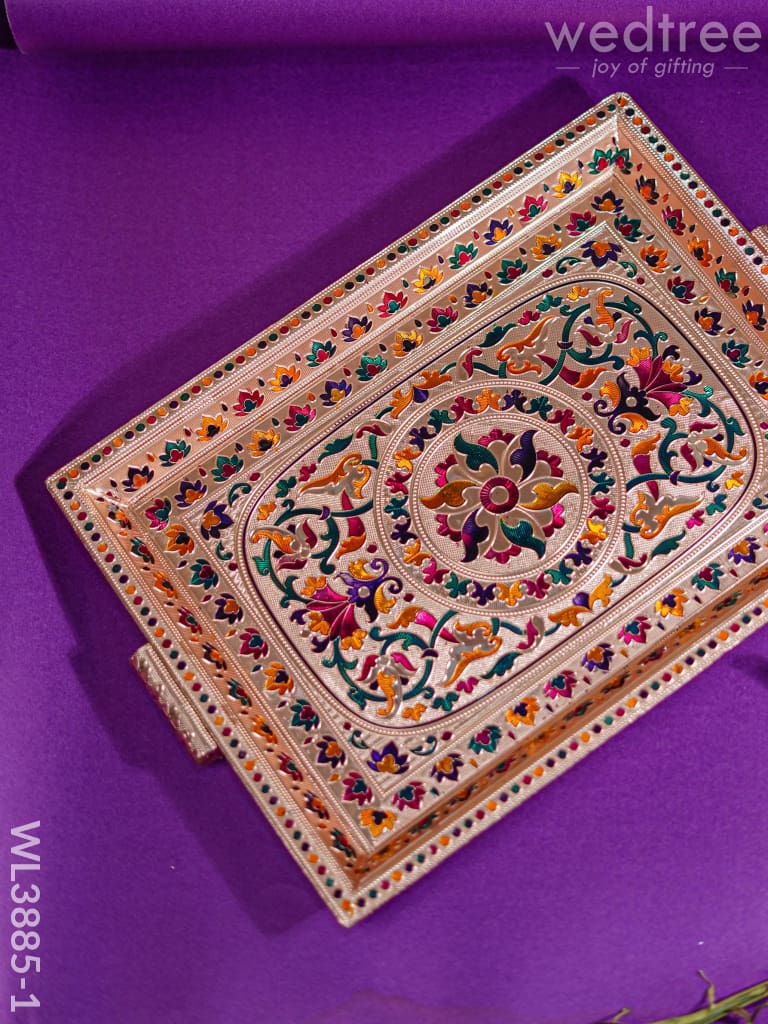 Wooden Tray with Meenakari Design