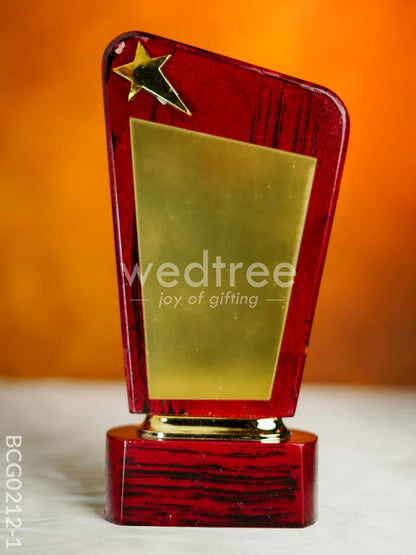 Wooden Trophy with Star - 9.5 inch