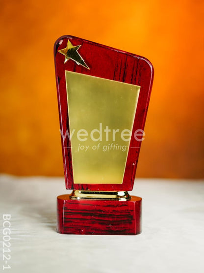 Wooden Trophy with Star - 9.5 inch