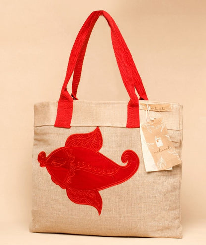 Embroidered Jute Bag (Fish Design)