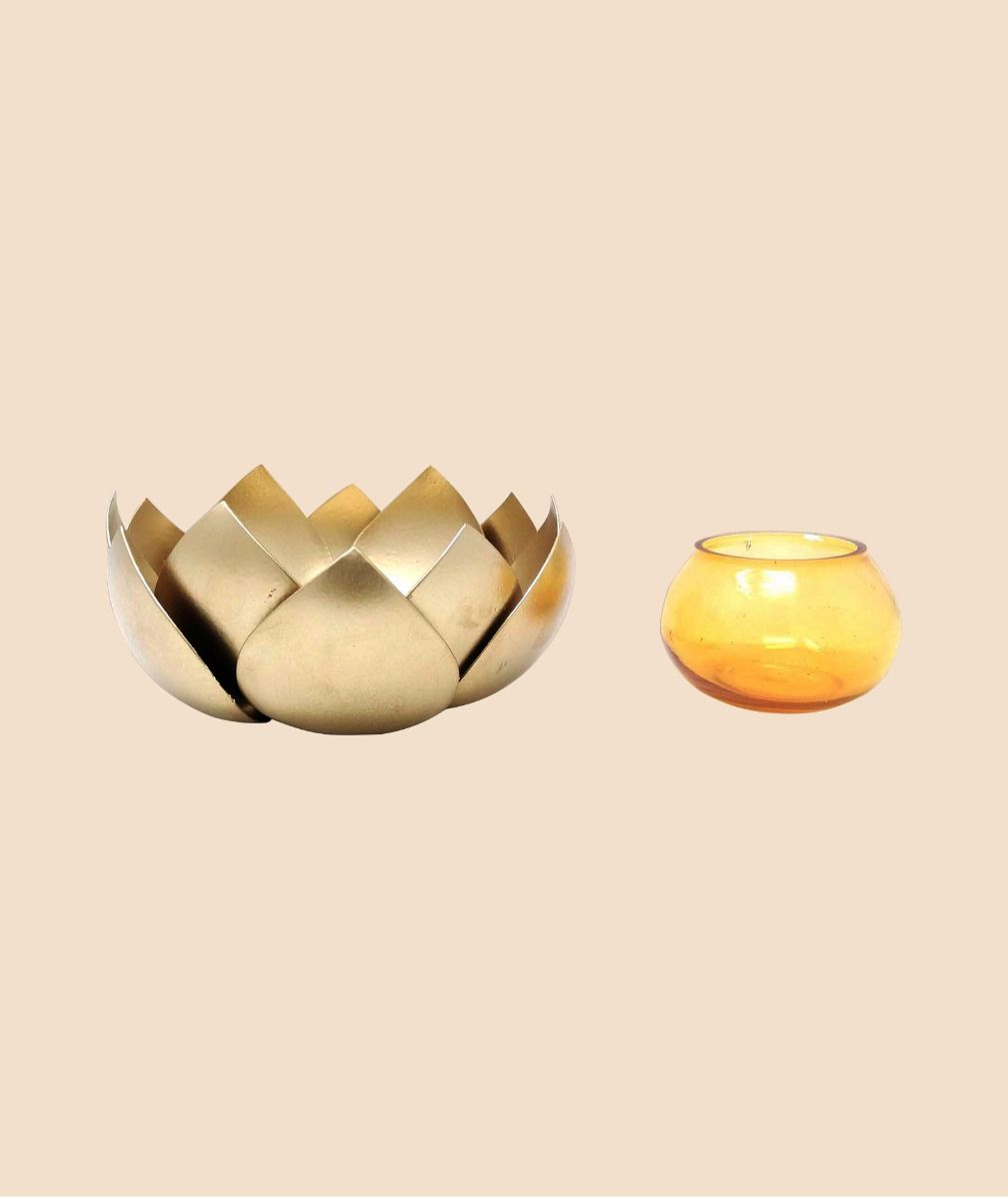 Lotus Tea Light Holder Orange