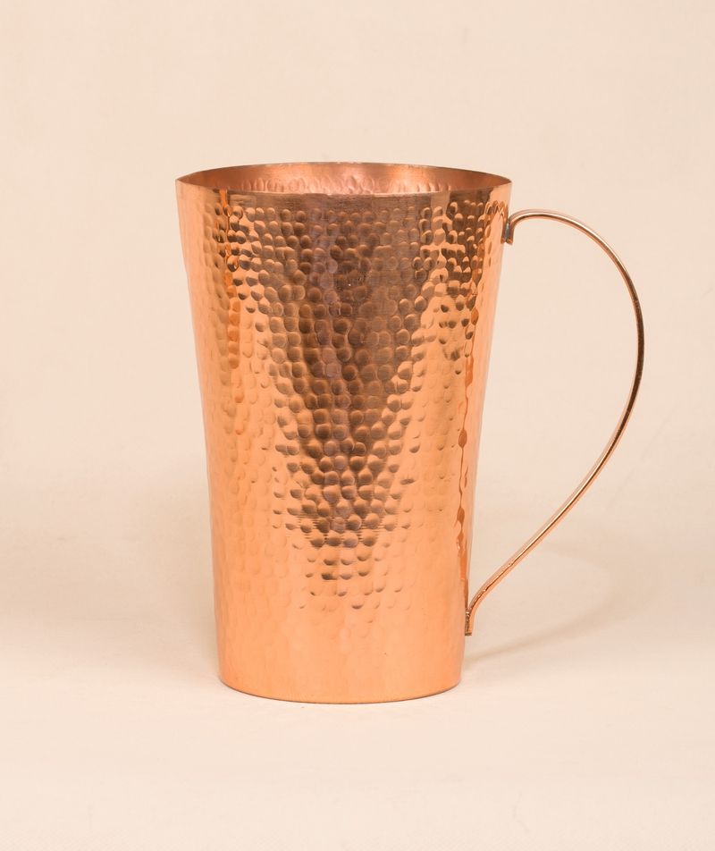 Hammered Copper Water Jug (1.5 Liters) and Glass Set (4 Glass of 400 ml each)