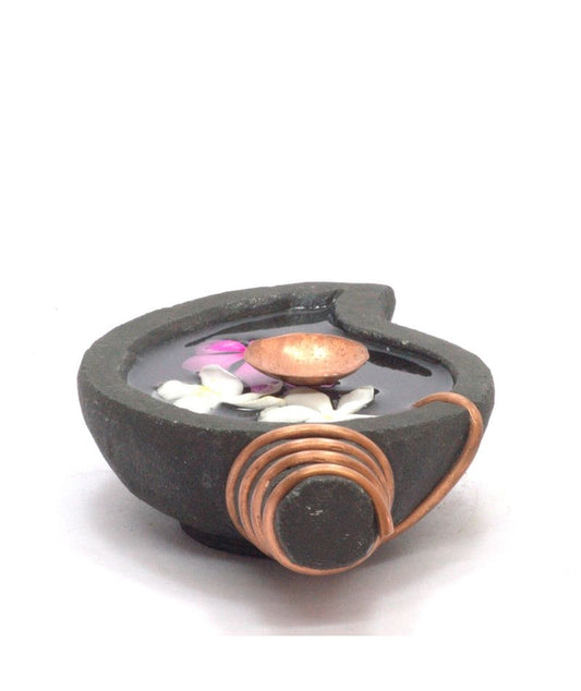 Handcrafted Stone Uruli - Shell with Copper Lamp