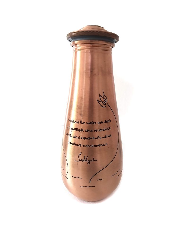 Copper Water Bottle Engraved with Sadhguru Quote, 700 ml