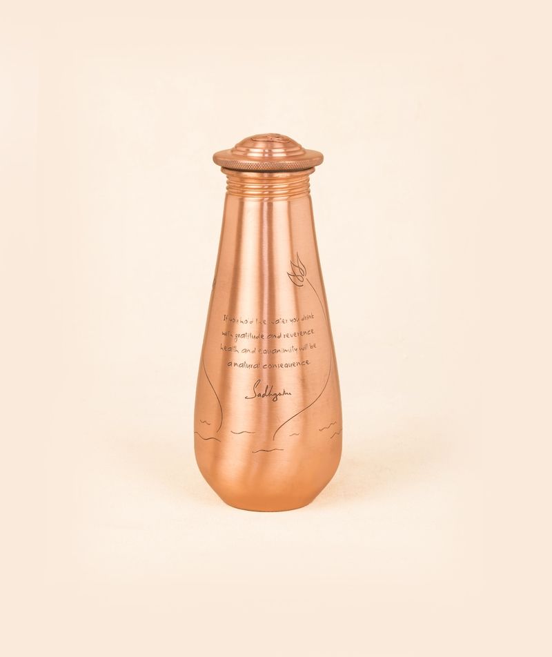 Small Copper Water Bottle With Sadhguru Quote, 500ml