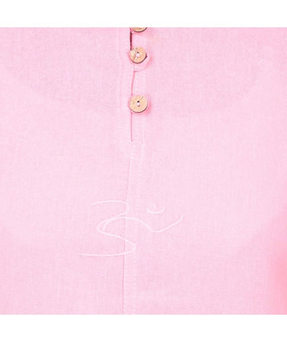 Women's 100% Organic Cotton Kurta With Embroidered "Aum" - Pink