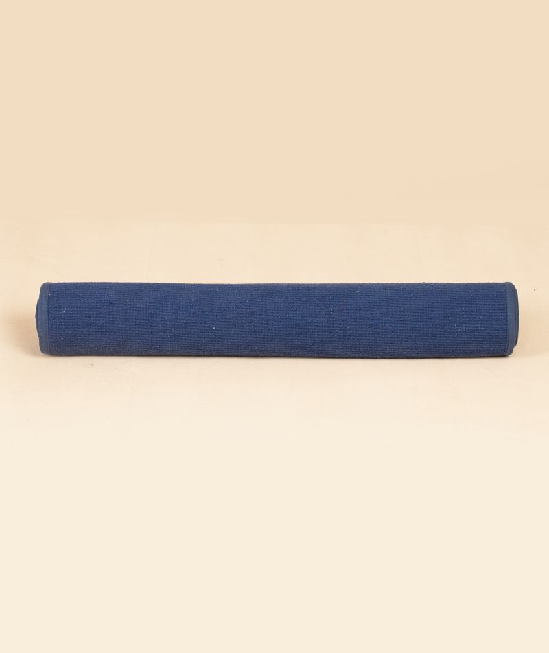 Cotton Rug Yoga Mat Back Rubberized - Blue