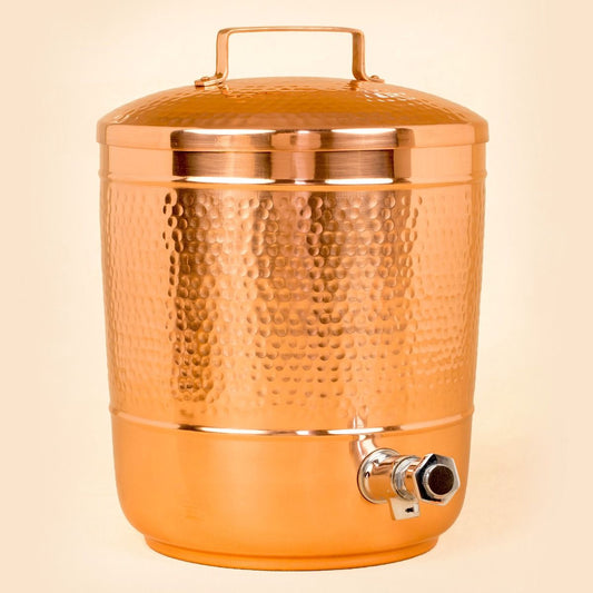 Hammered Copper Water Storage Pot, 8 Liters
