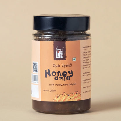 Honey Amla (500gm). Pure and unprocessed. No added sugar or jaggery. Preservative - free.