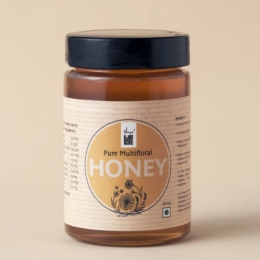 Pure Multi Floral Honey, 500gm. Processed and filtered. High in medicinal value. Suggested for cold related symptoms. Good for Immunity.