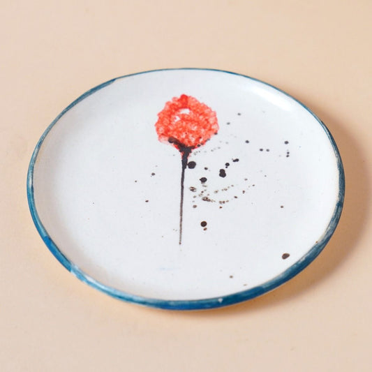 Handpainted Ceramic platter - Peony (Set of 2)