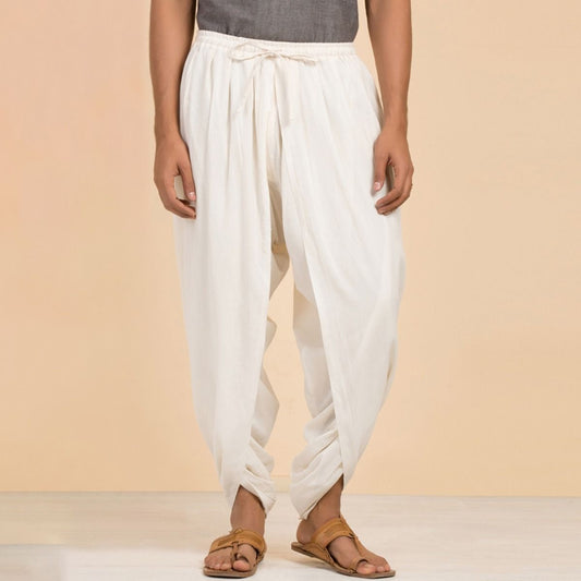 IshaÕs signature. Ready to wear Unisex Dhoti Pants(Off - White) / Panchakacham.Easy to pull on. Versatile. Comfortable for both casual and formal wear.