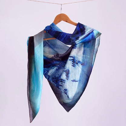 Lightweight and Luxuriously Soft Adiyogi Cotton Stole - Playful Blue