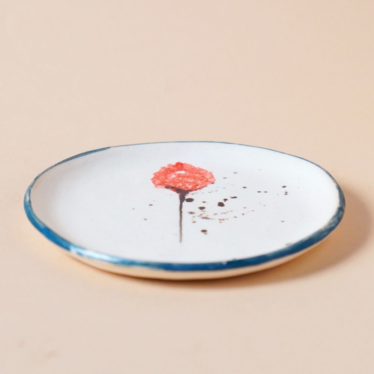 Handpainted Ceramic platter - Peony (Set of 2)