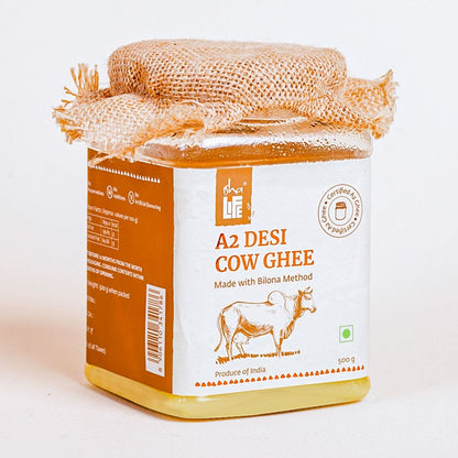 Pure A2 Desi Cow Ghee(250gm). Made traditionally from curd. Made from grass-fed free grazing desi cows' milk. Extracted using non-exploitative methods. Bilona ghee