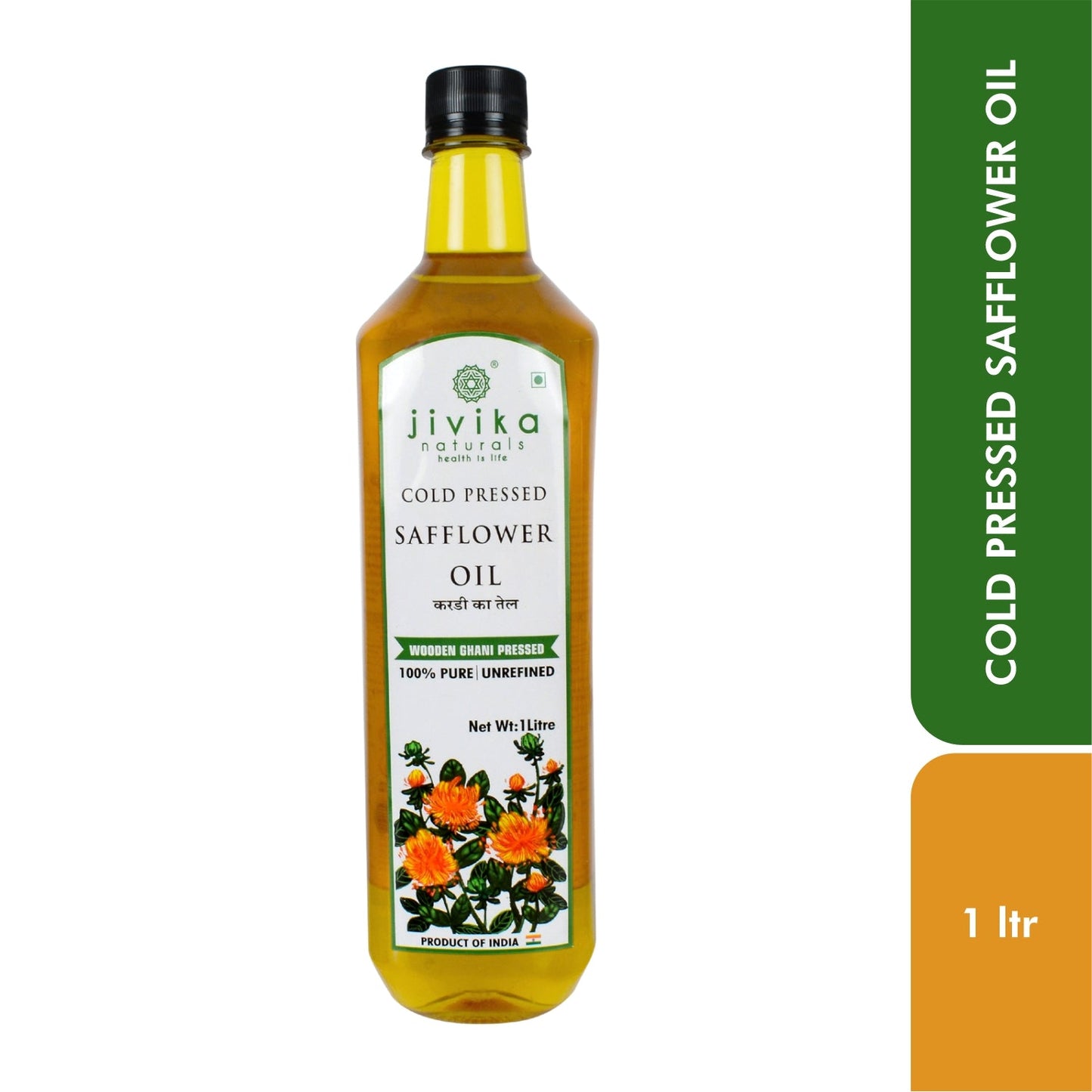 Cold Pressed Safflower Oil (Pure, Unrefined, Extracted In Wooden Ghani)