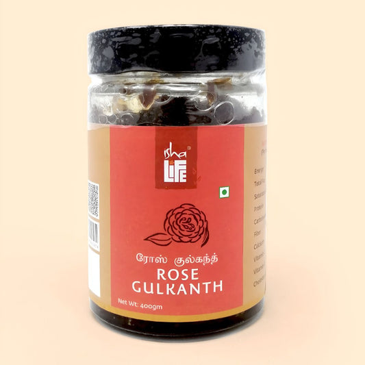 Rose Gulkanth (400 gm). Natural rose petals soaked in pure honey. No jaggery. No synthetic preservatives. No added rose extracts.