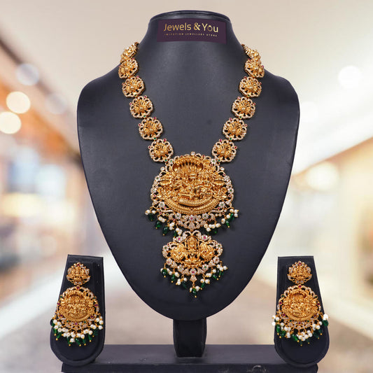 Temple Collection Traditional Imitation Jewellery, Color-Golden with Pearls