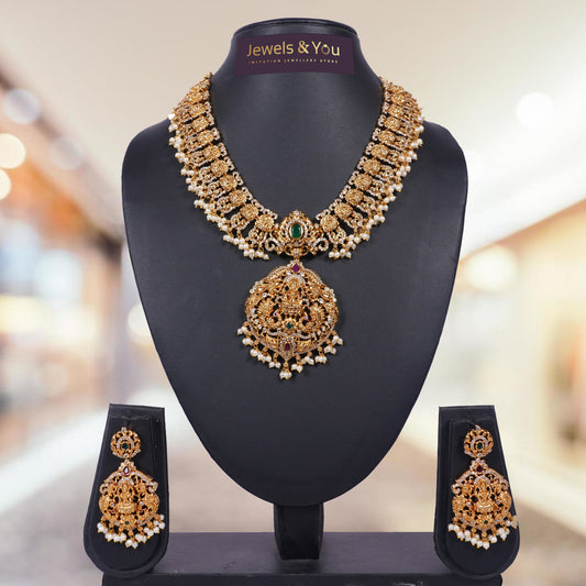 Wedding Collection Traditional Imitation Jewellery,Color-Golden with Pearls