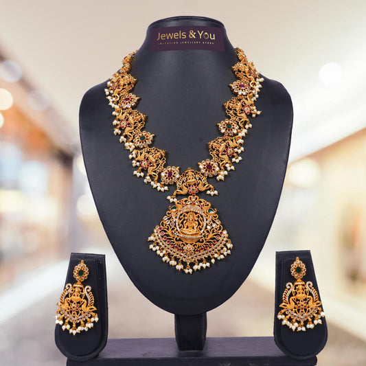 Wedding Collection Traditional Imitation Jewellery,Color-Golden with CZ & Pearls
