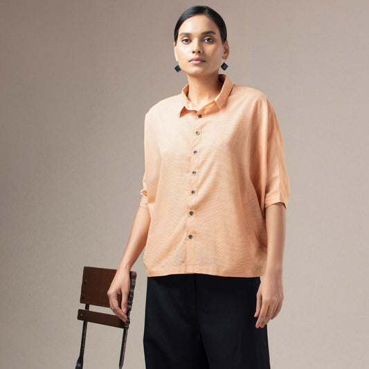 Fine Cotton Light Weight Dolman Sleeve Womens Shirt - Rust